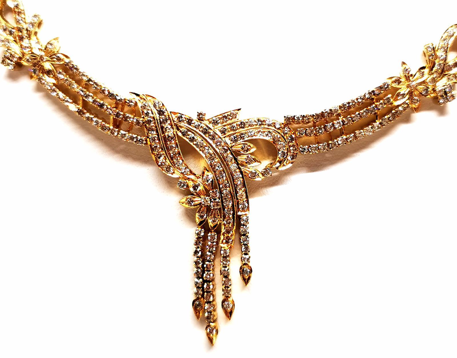 Brilliant Cut Chain Necklace Yellow Gold Diamond For Sale