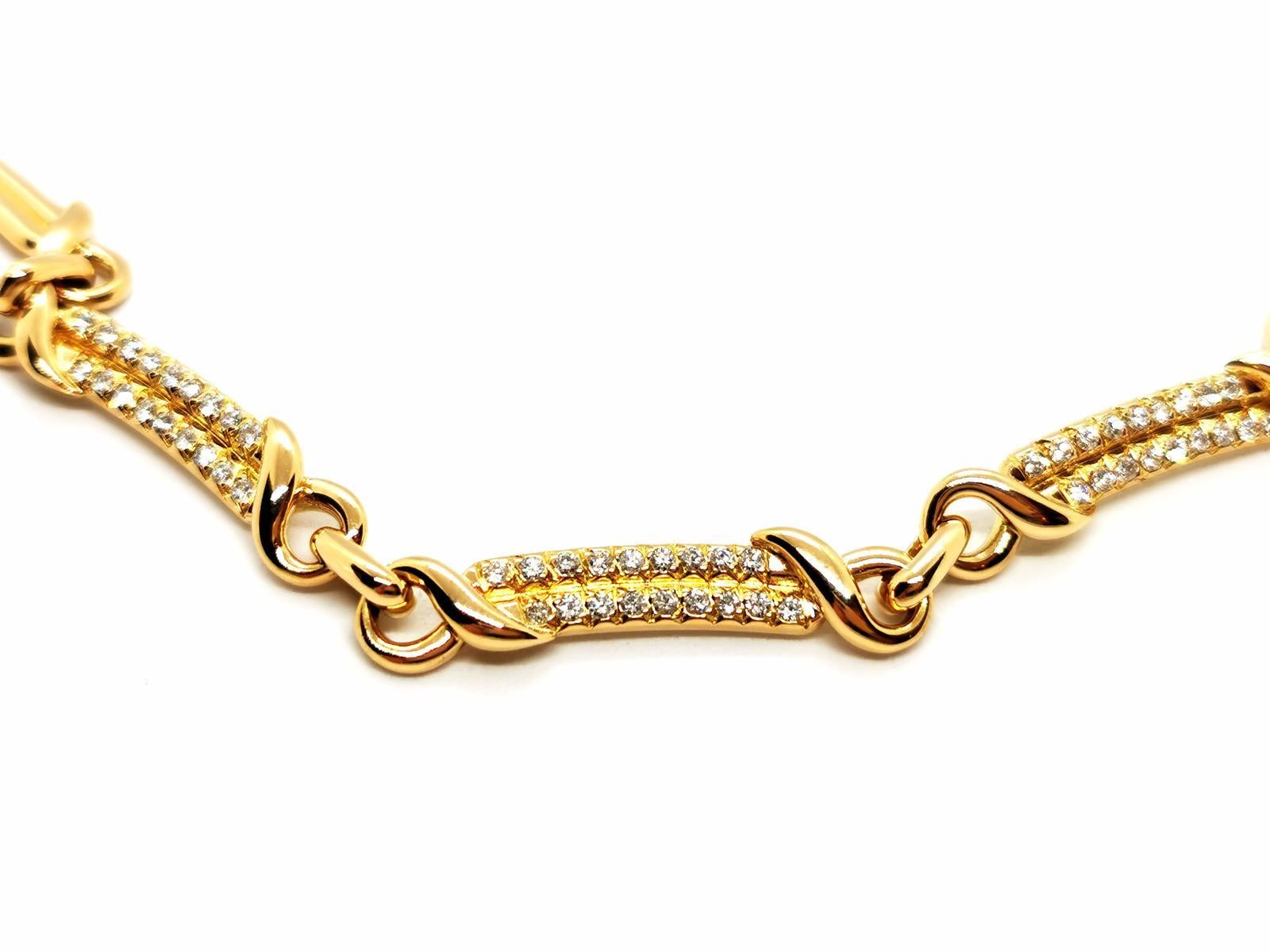 Chain Necklace Yellow Gold Diamond In Excellent Condition For Sale In PARIS, FR