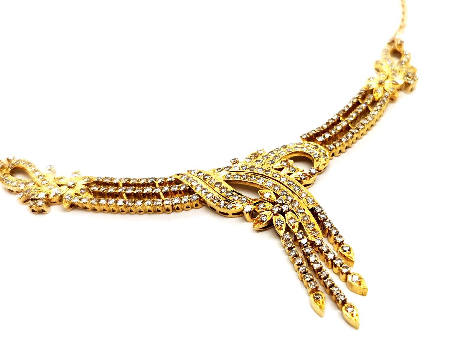 Chain Necklace Yellow Gold Diamond In Excellent Condition For Sale In PARIS, FR