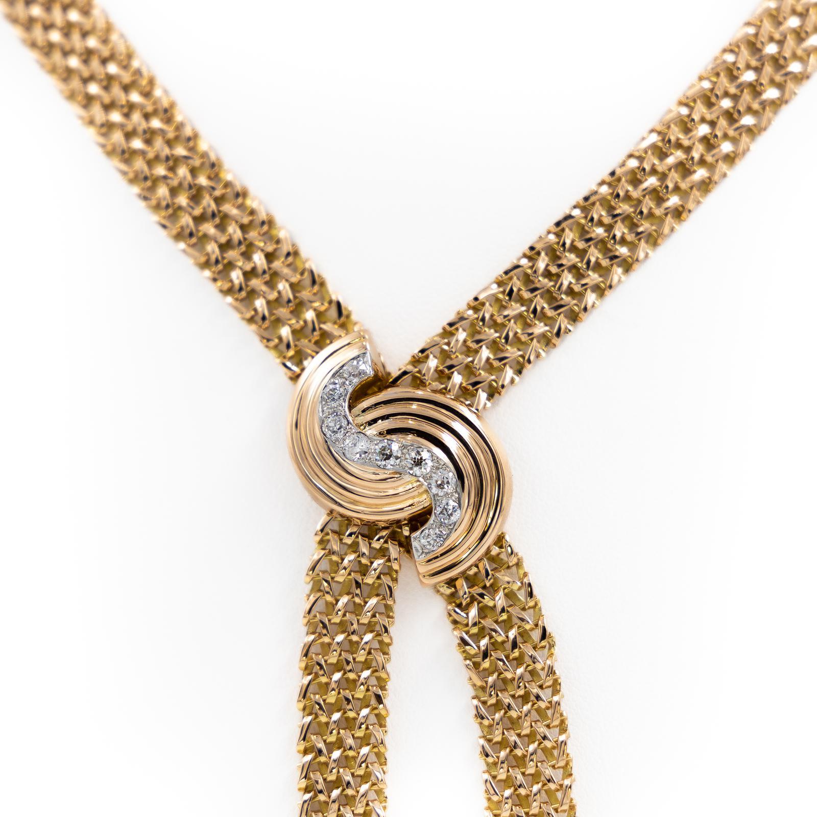 Women's Chain Necklace Yellow Gold Diamond For Sale