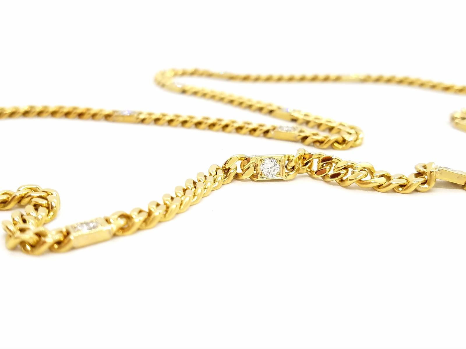 Chain Necklace Yellow Golddiamond For Sale 2
