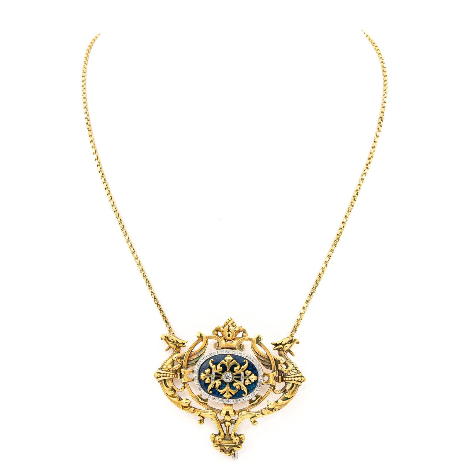 Chain Necklace Yellow Gold Diamond For Sale 2