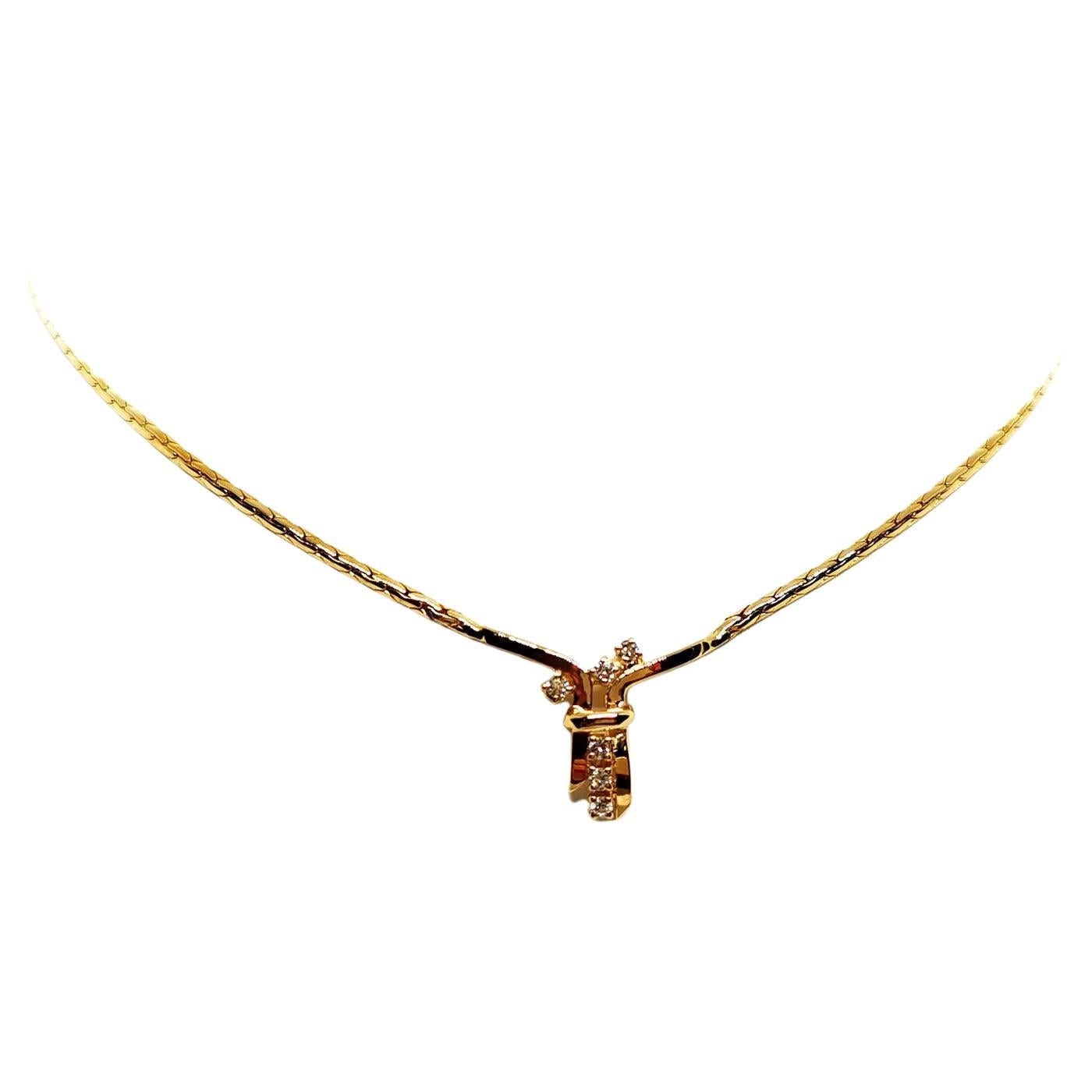 Chain Necklace Yellow Gold Diamond For Sale