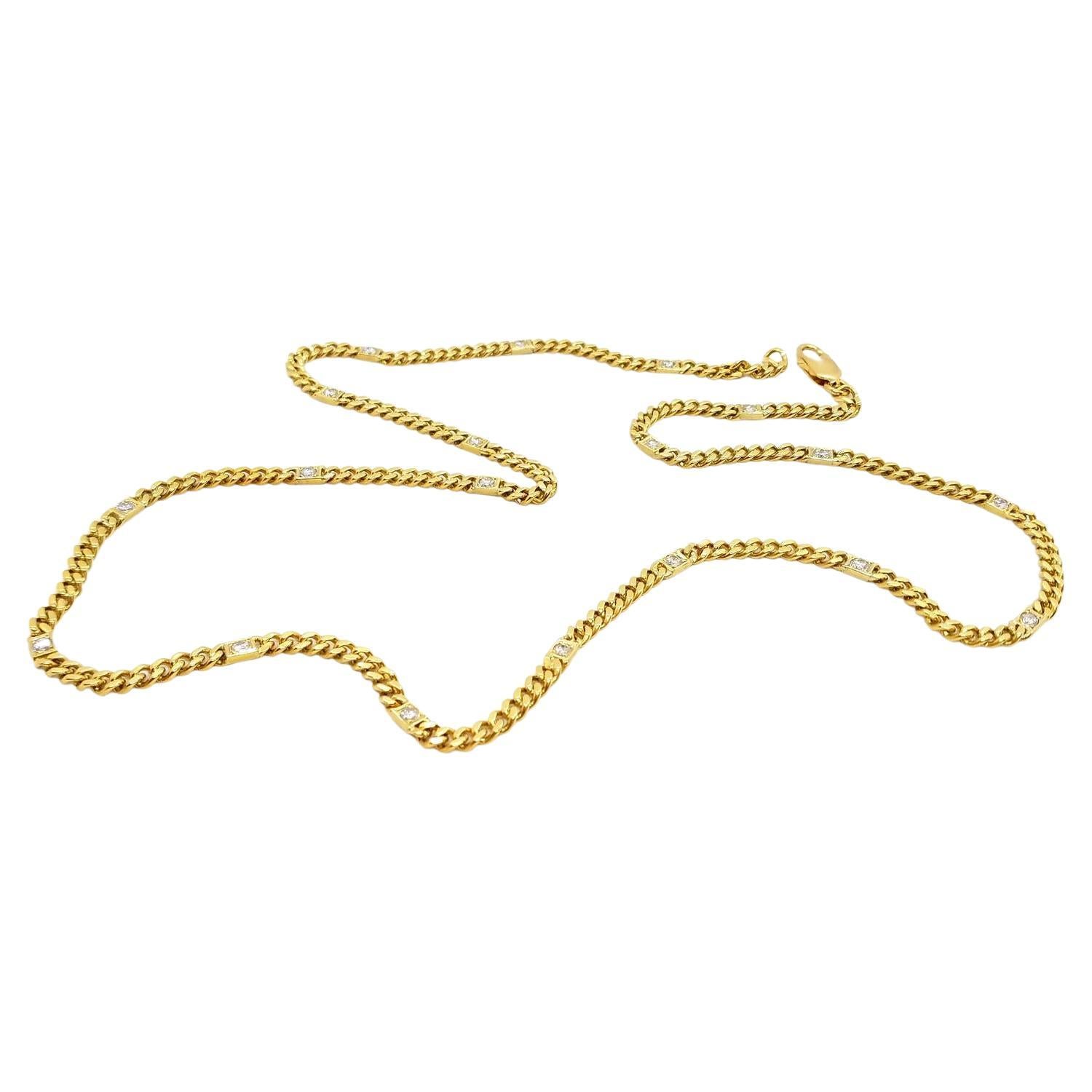 Chain Necklace Yellow Golddiamond For Sale