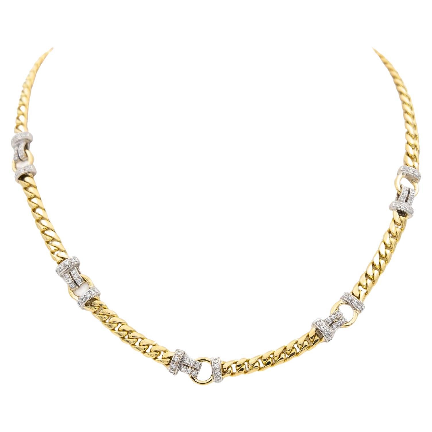 Chaîne collier en or jaune et diamants