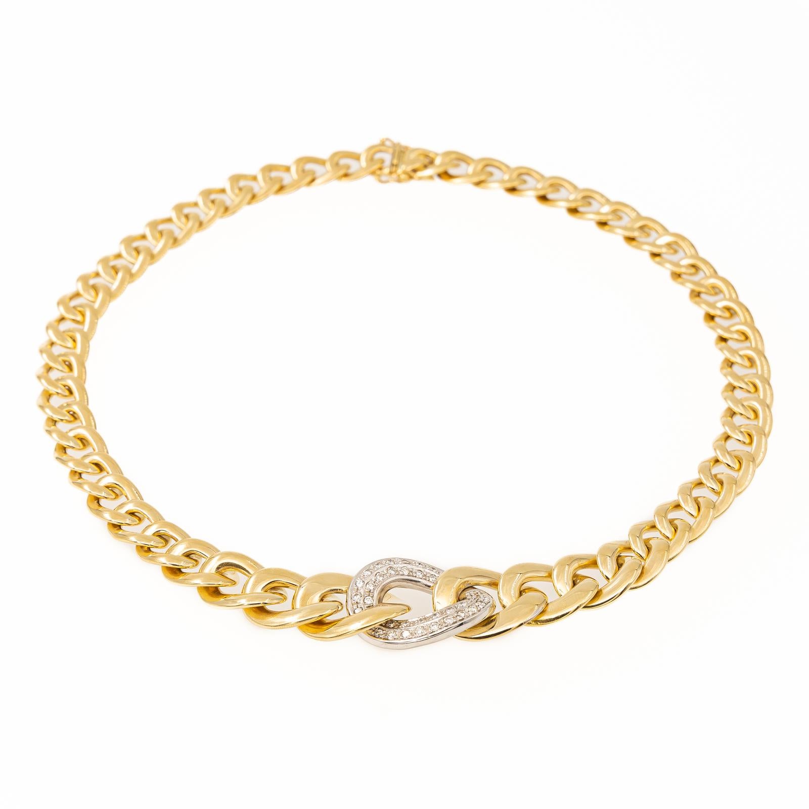 Chain Necklace Yellow Gold Diamond For Sale