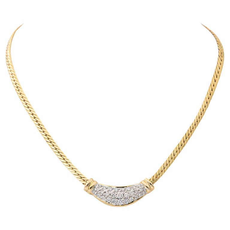 Chain Necklace Yellow Gold Diamond For Sale at 1stDibs