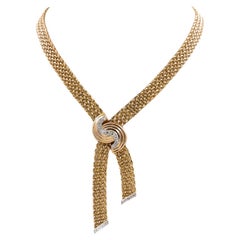 Vintage Chain Necklace Yellow Gold Diamond
