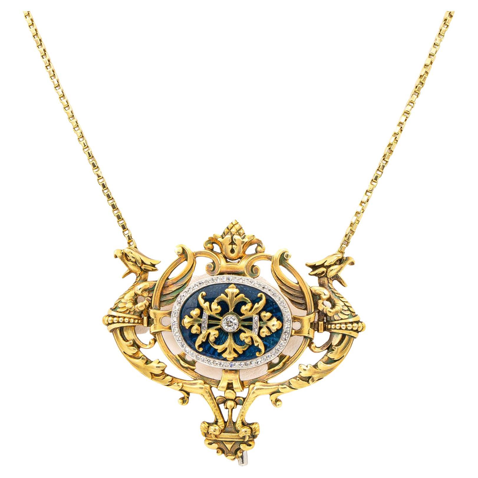 Chain Necklace Yellow Gold Diamond For Sale