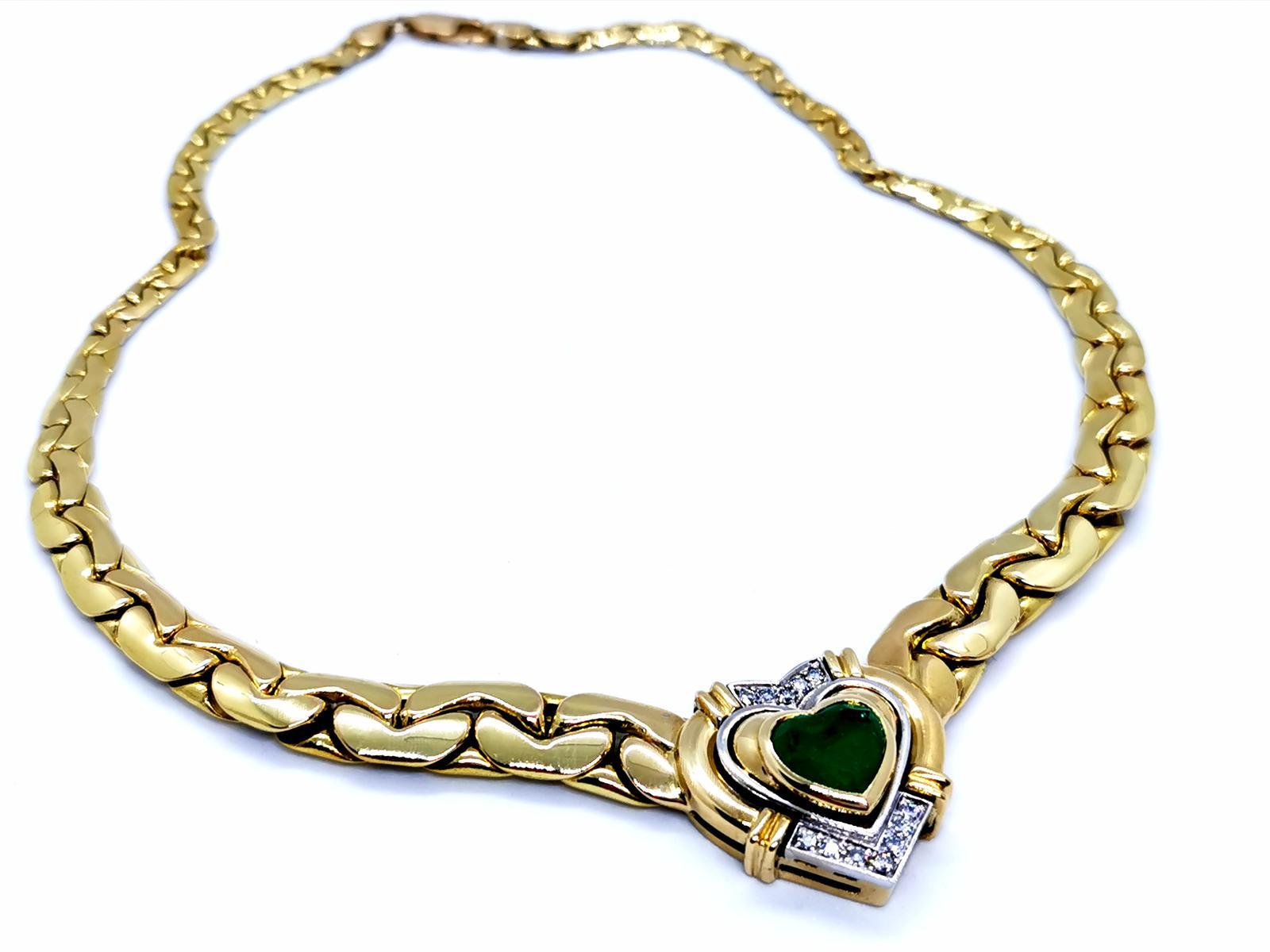 Chain Necklace Yellow Gold Emerald For Sale 13