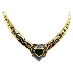 Vintage Chain Necklace Yellow Gold Emerald