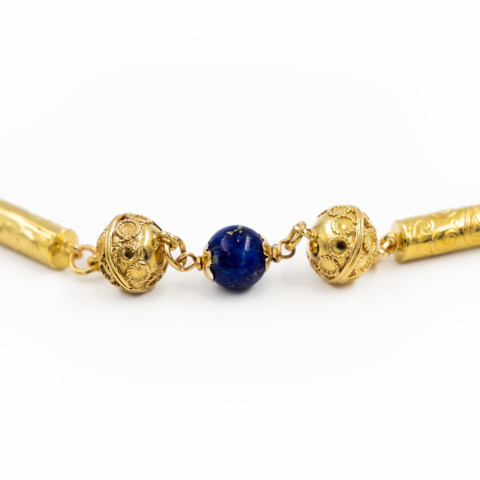 Chain Necklace Yellow GoldLapis Lazuli In Excellent Condition For Sale In PARIS, FR