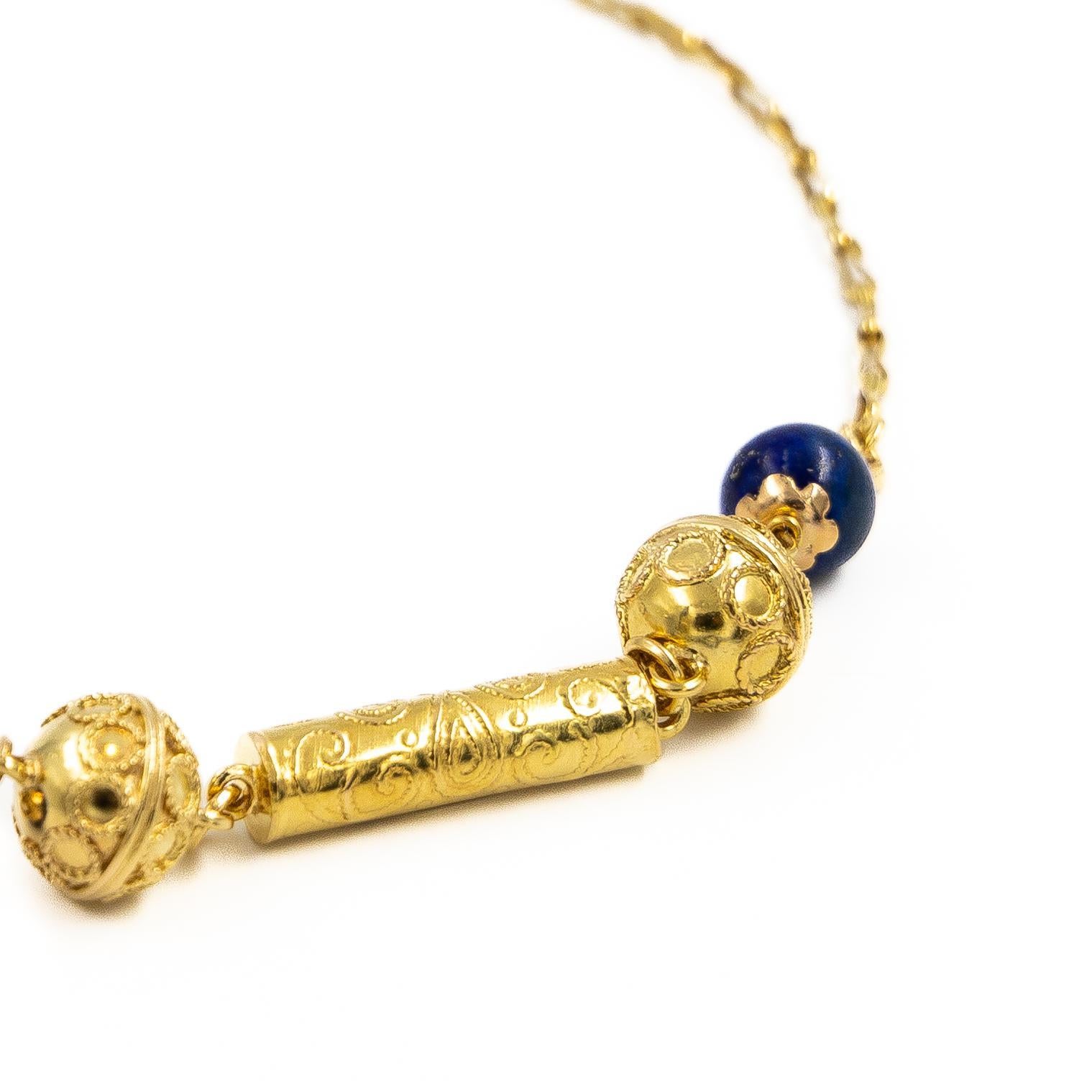 Chain Necklace Yellow GoldLapis Lazuli For Sale 1