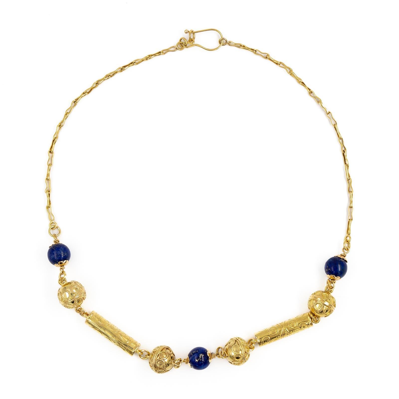 Chain Necklace Yellow GoldLapis Lazuli For Sale 2