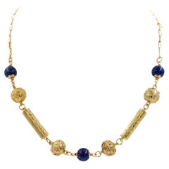 Collana a catena in oro gialloLapislazzuli