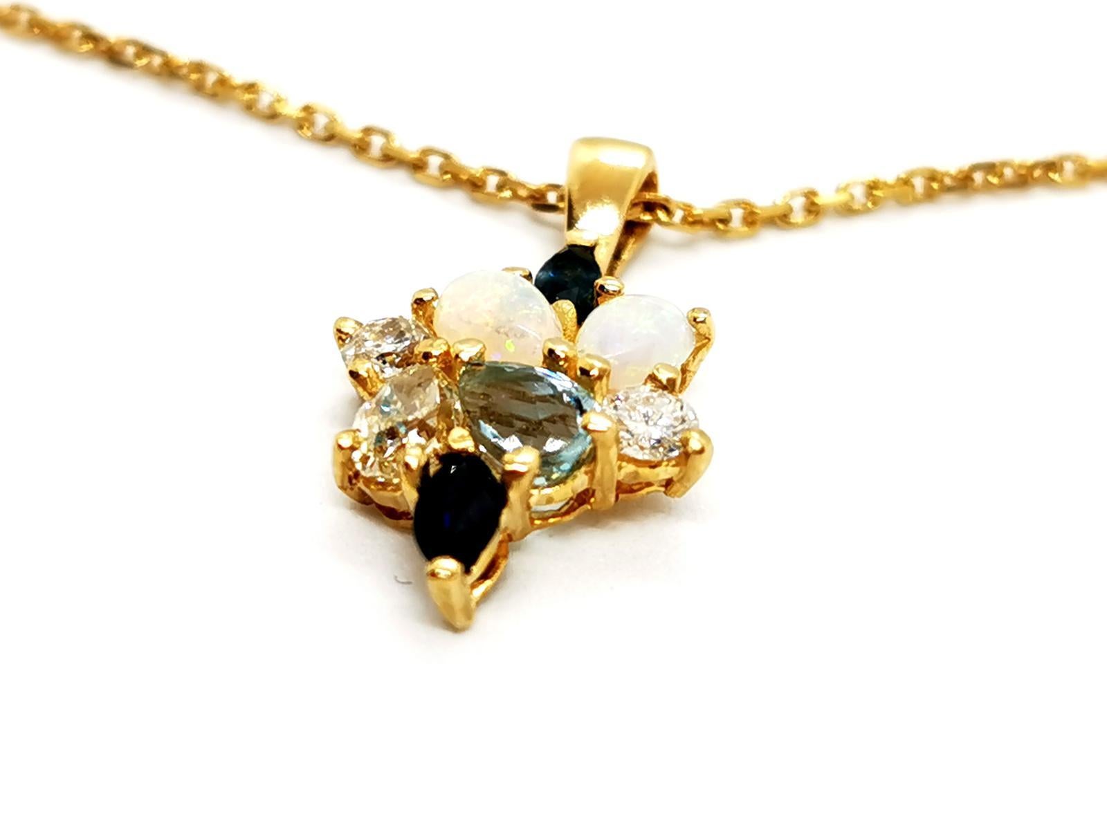Chain Necklace Yellow Gold Opal In Excellent Condition For Sale In PARIS, FR