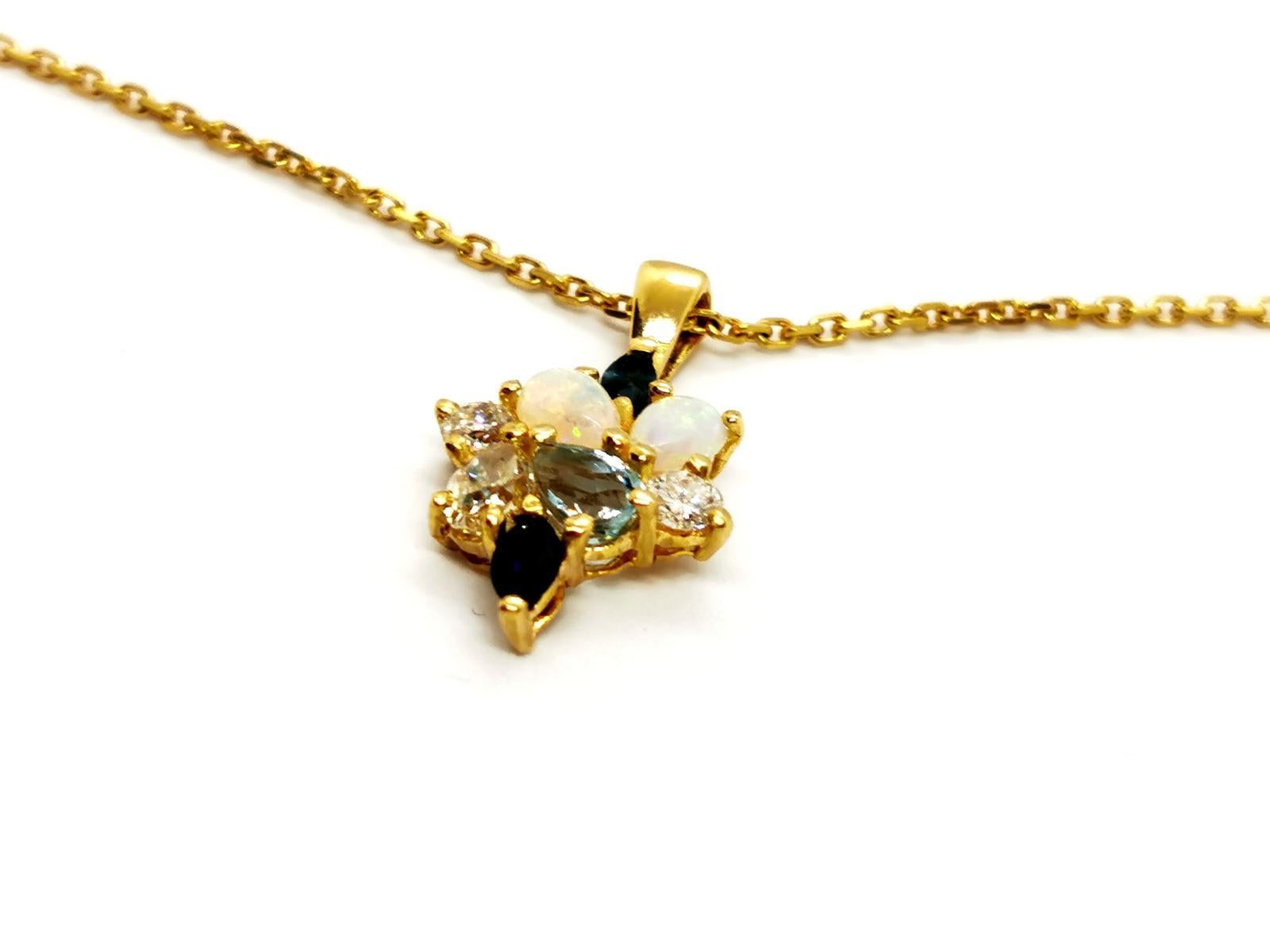 Chain Necklace Yellow Gold Opal For Sale 1