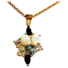 Vintage Chain Necklace Yellow Gold Opal