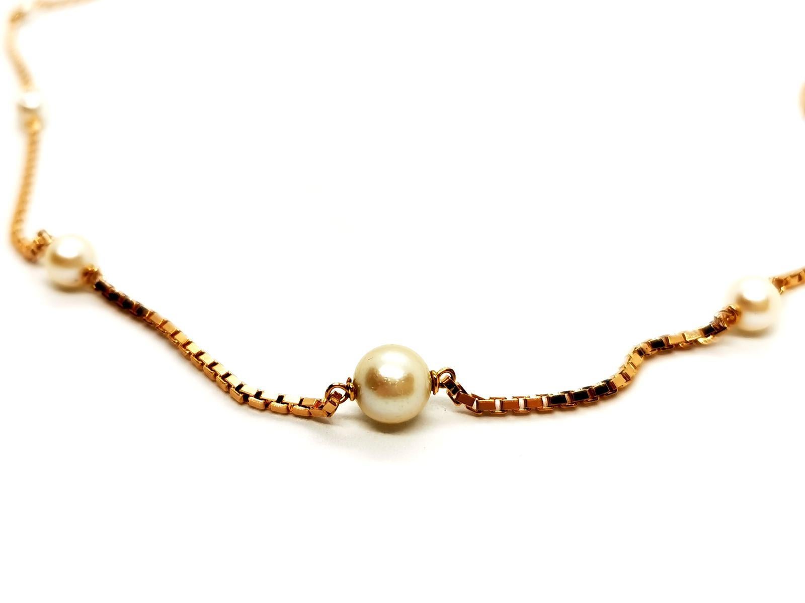 Women's Chain Necklace Yellow Gold Pearl For Sale