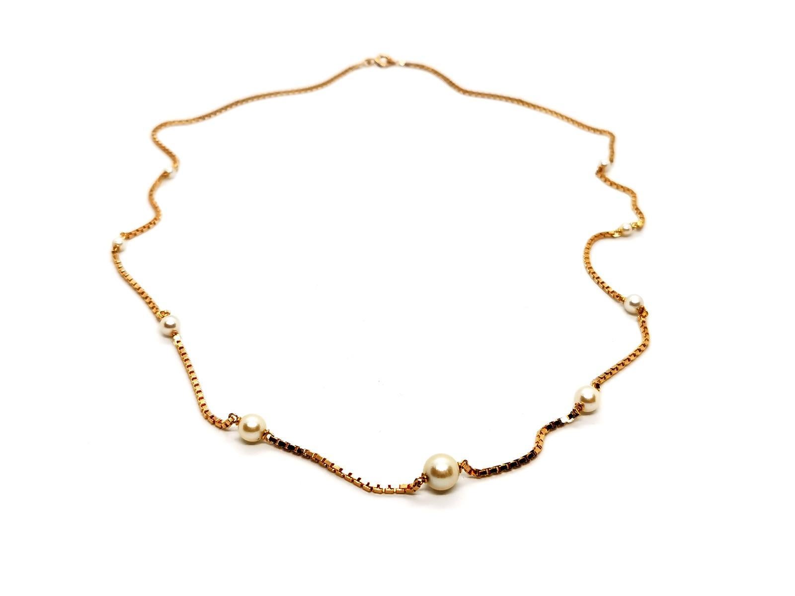 Chain Necklace Yellow Gold Pearl For Sale 2