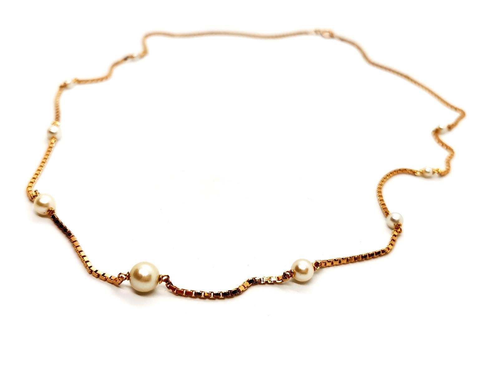 Chain Necklace Yellow Gold Pearl For Sale 4