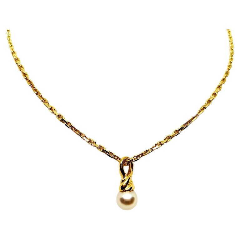 Chain Necklace Yellow Gold Pearl For Sale at 1stDibs