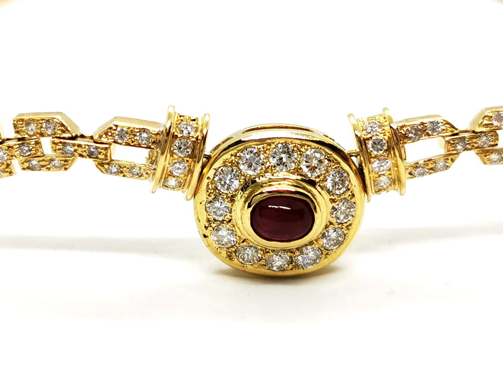Halskette mit Kette aus Gelbgold und Rubin im Zustand „Hervorragend“ im Angebot in PARIS, FR