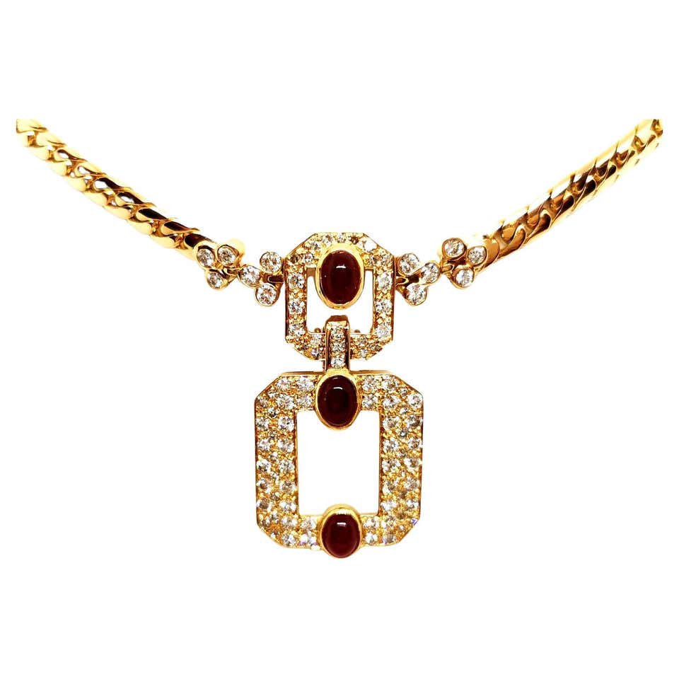 Chain Necklace Yellow Gold Ruby For Sale at 1stDibs