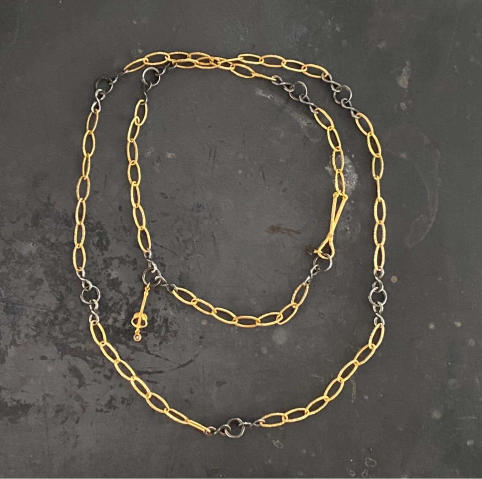 Byzantine Chain of Goldenhorn 24K Gold & Silver w/ Diamonds, by Kurtulan Jewellery For Sale