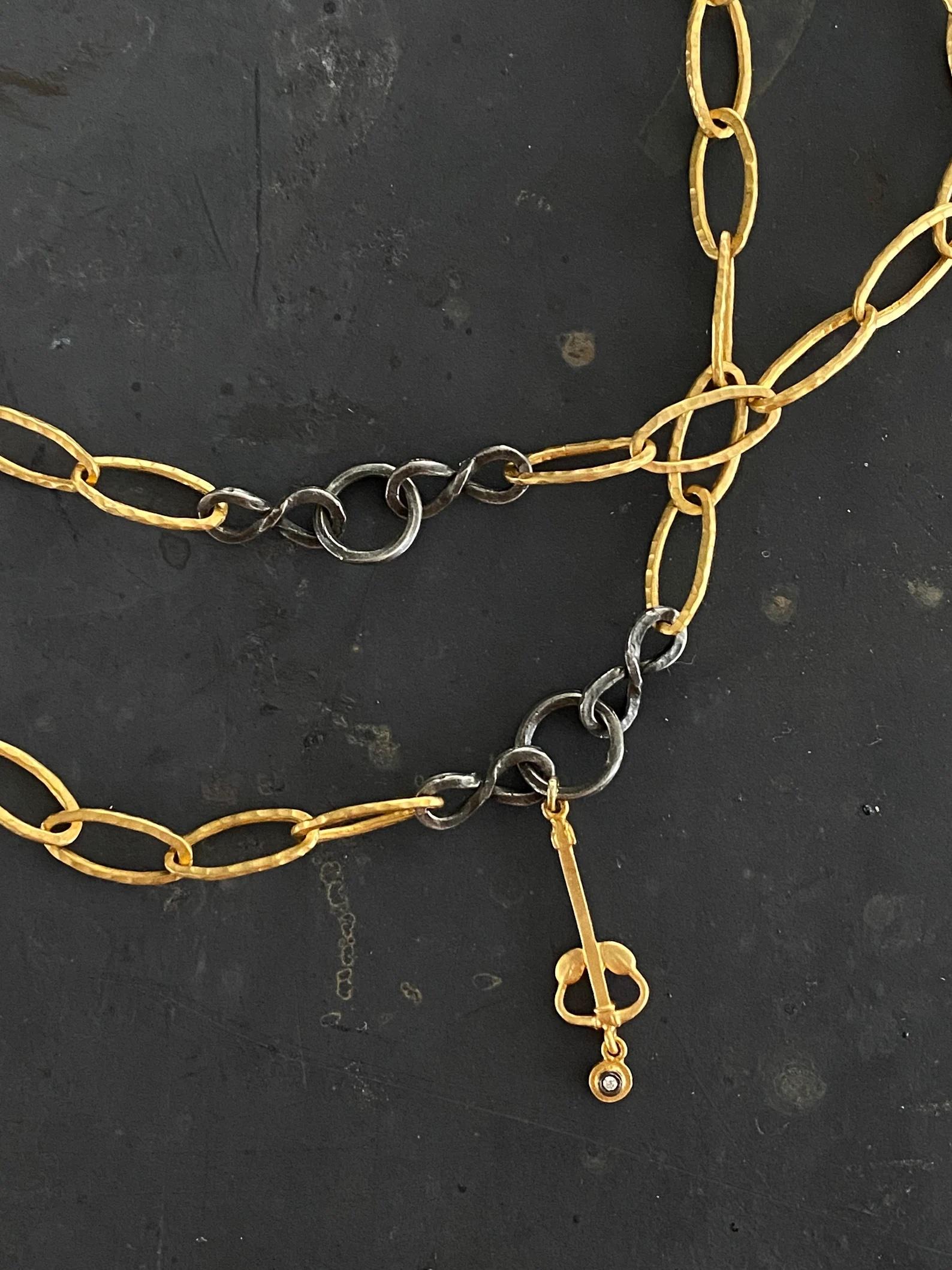 Chain of Goldenhorn 24K Gold & Silver w/ Diamonds, by Kurtulan Jewellery In New Condition For Sale In Bozeman, MT