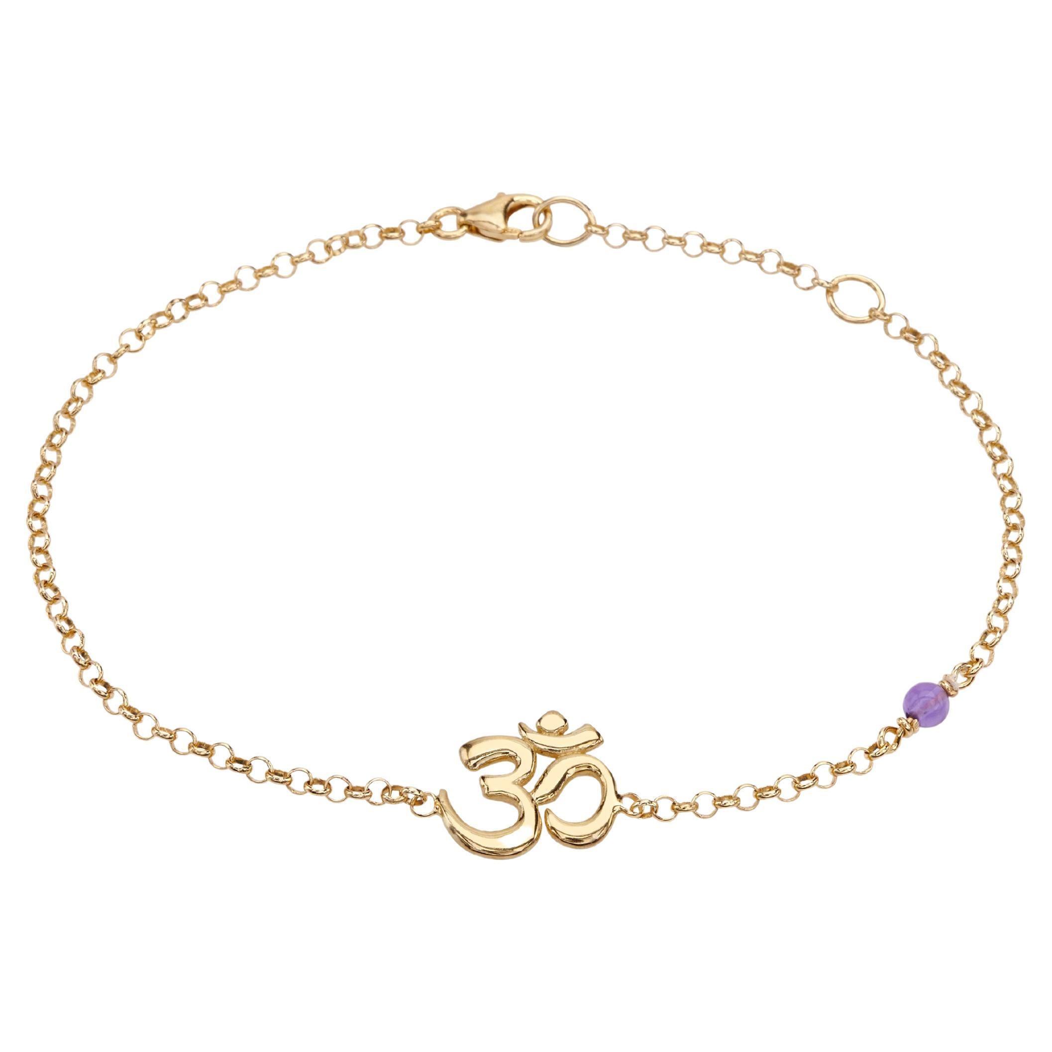 Kette Om Armband aus 14kt Gelbgold mit Amethsyt Handgefertigtem Yogaschmuck