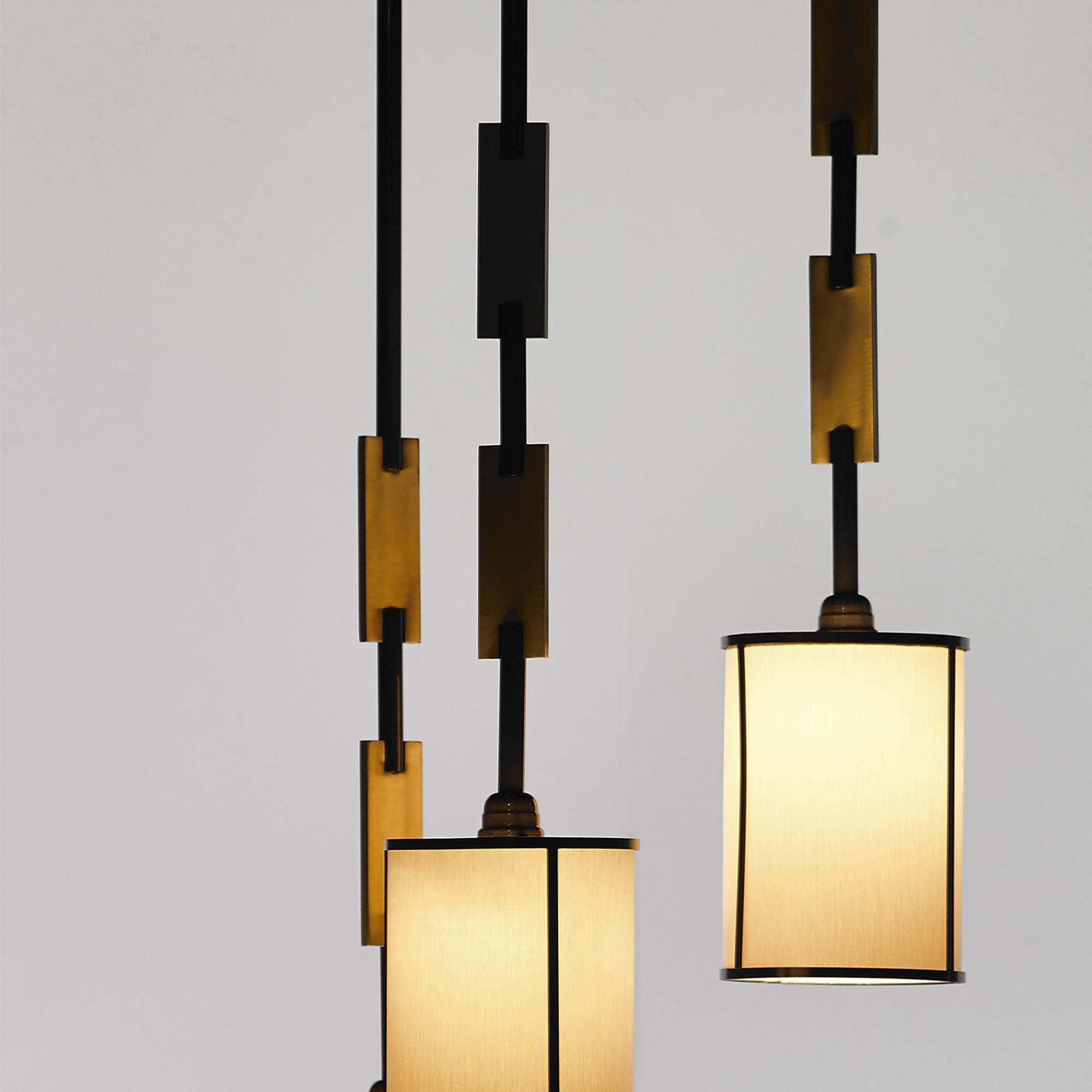Mid-Century Modern 21st Century Chain Pendant Set of 3, in Brushed Brass and Dark Bronze, by Duistt For Sale