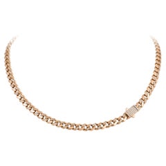 Chain Pink Gold 18K Necklace Diamond For Her