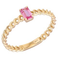 Chain Pink Sapphire 14K (or 18k upon request) Yellow Gold Ring