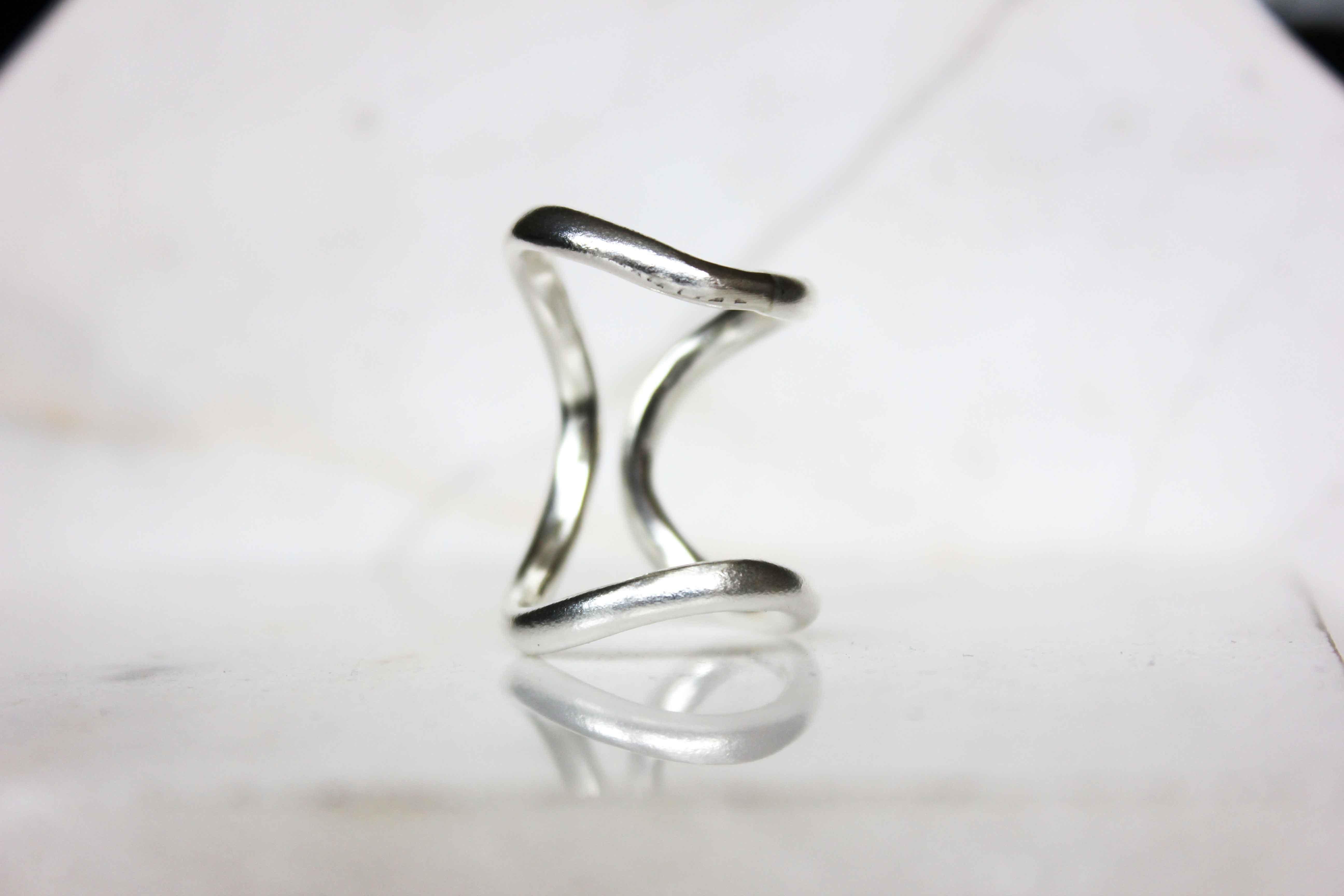 The Chain Ring is a controversial, statement, bold ring.

Its made from eco silver, is adjustable and sits between the phalanx.