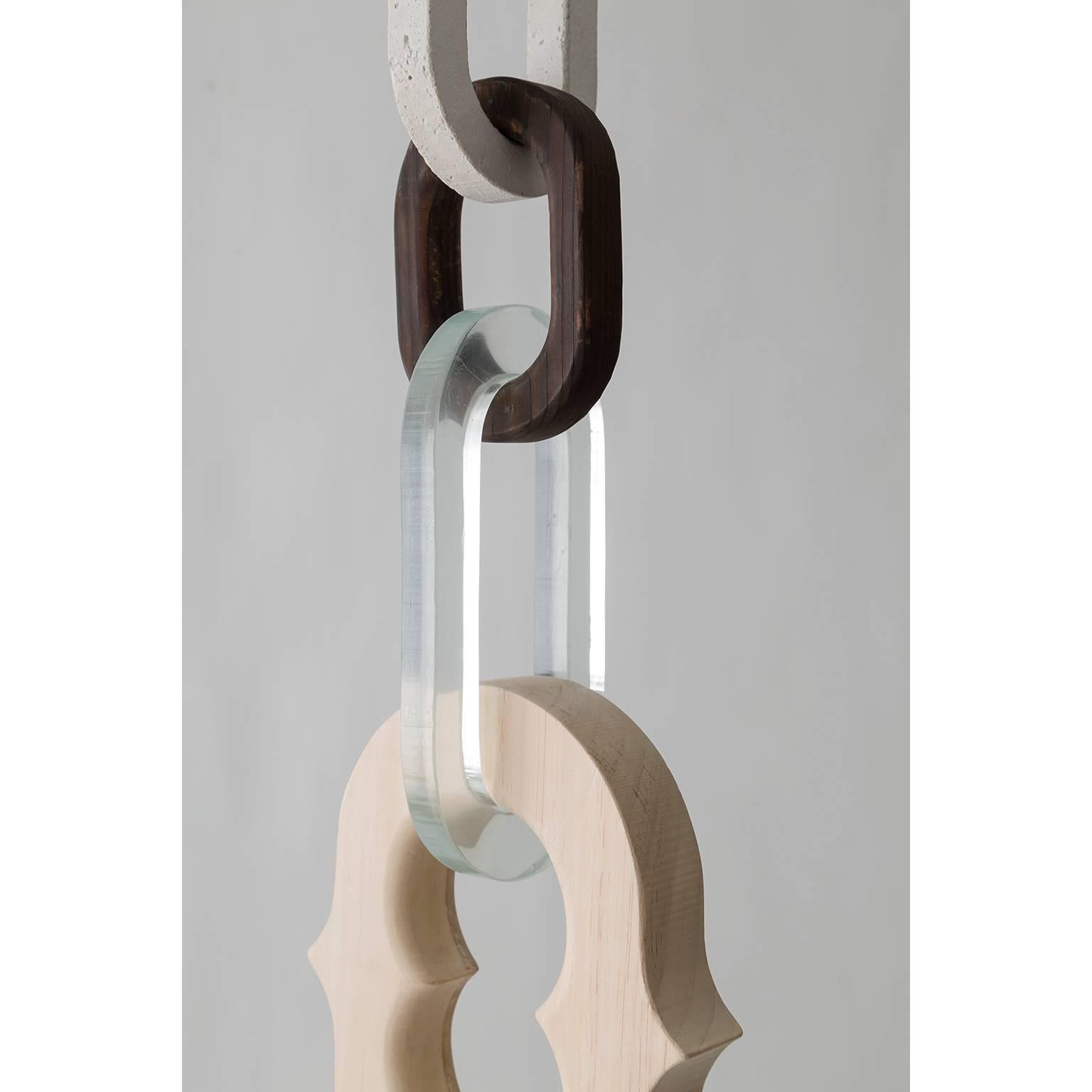 American Twelve Foot Long Hanging Chain Sculpture in Concrete, Resin and Wood - IN STOCK For Sale