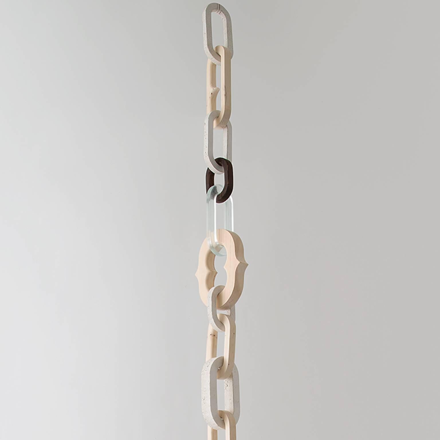 Carved Twelve Foot Long Hanging Chain Sculpture in Concrete, Resin and Wood - IN STOCK For Sale
