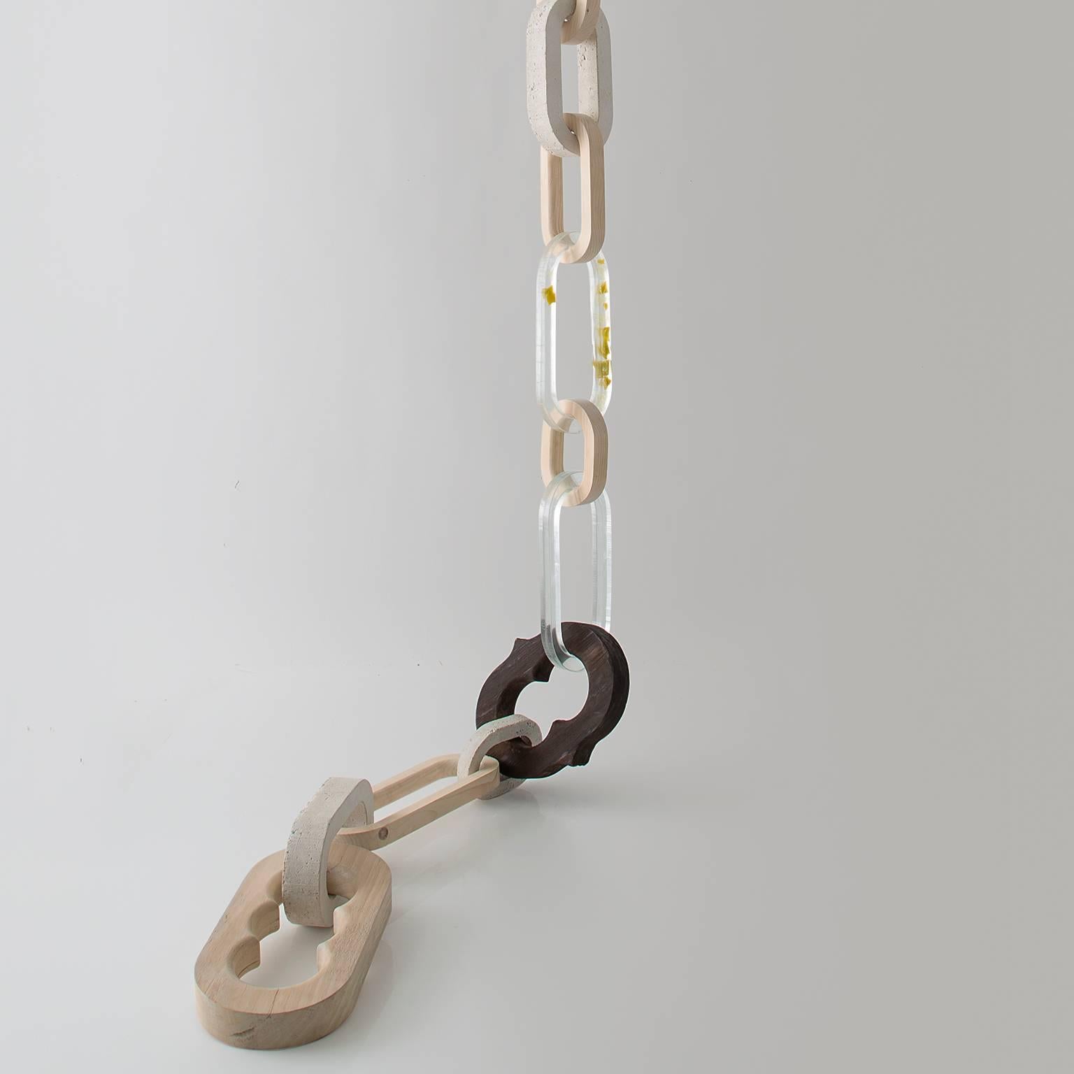 Twelve Foot Long Hanging Chain Sculpture in Concrete, Resin and Wood - IN STOCK In Excellent Condition For Sale In Brooklyn, NY