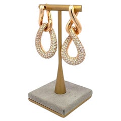 Chain Style Diamond 18K Yellow Gold Earrings For Her