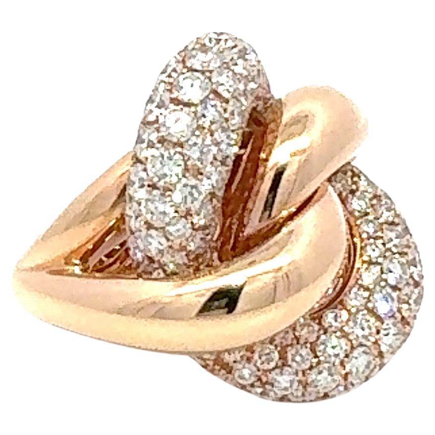 Chain Style Diamond 18K Yellow Gold Ring For Her For Sale