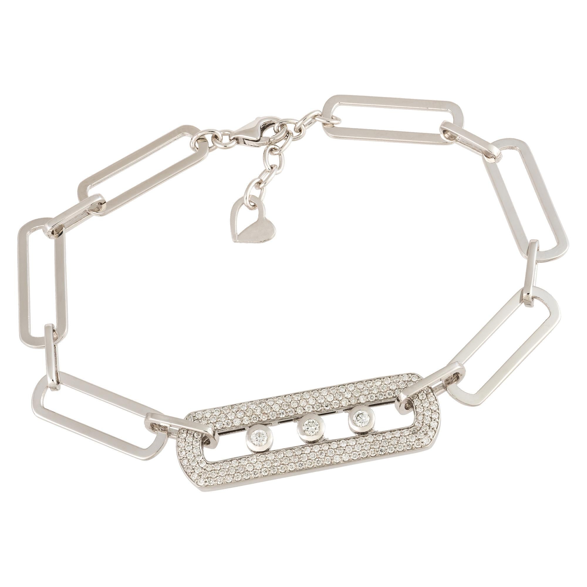Modern Chain Type White Gold 18K Bracelet Diamond for Her For Sale