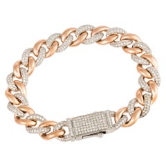 Chaîne Unique Bracelet Or Blanc Rose 18K Diamond pour Elle