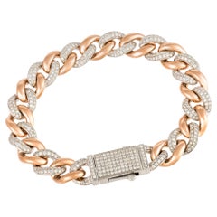 Chaîne Unique Bracelet Or Blanc Rose 18K Diamond pour Elle