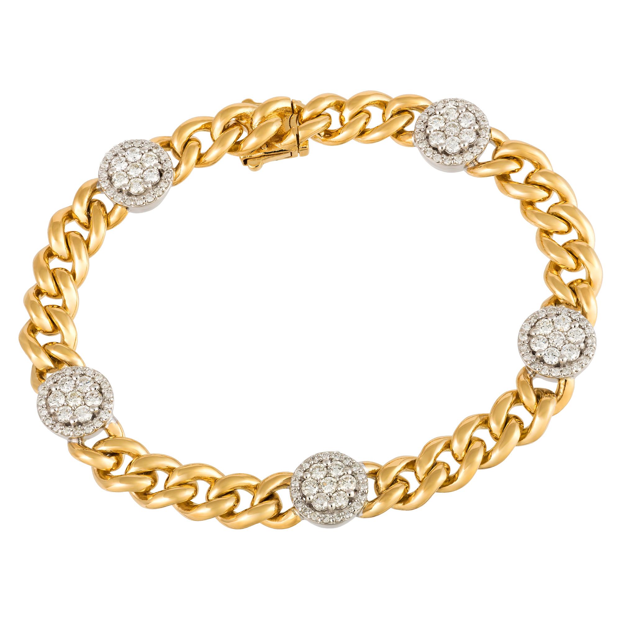 Women's Chain Unique White Yellow Gold 18K Bracelet Diamond for Her For Sale