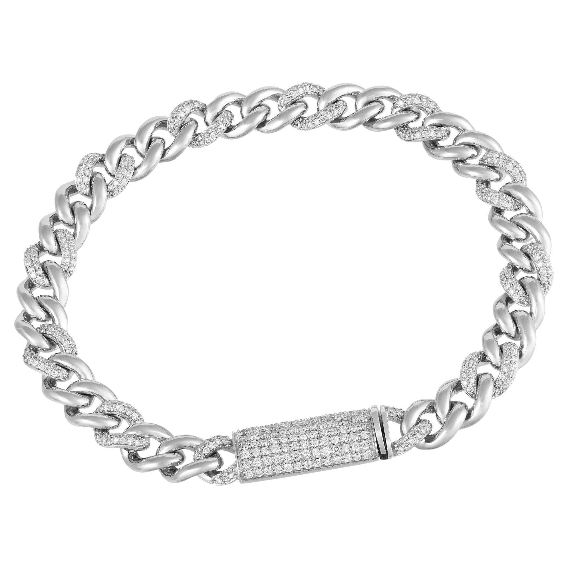Chain White Gold 18K Bracelet Diamond for Her For Sale
