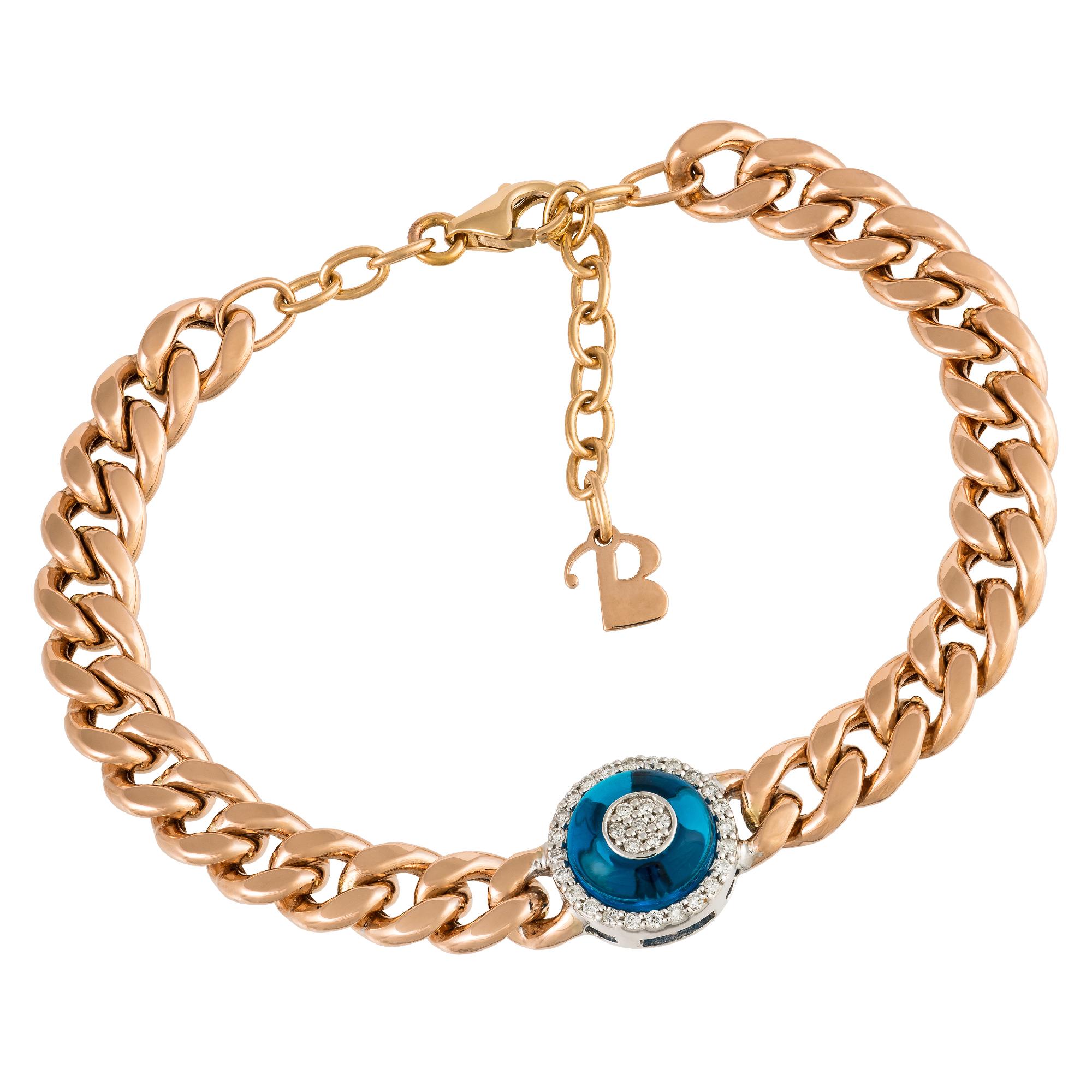 Modern Chain White Pink Gold 18K Bracelet Diamond for Her For Sale