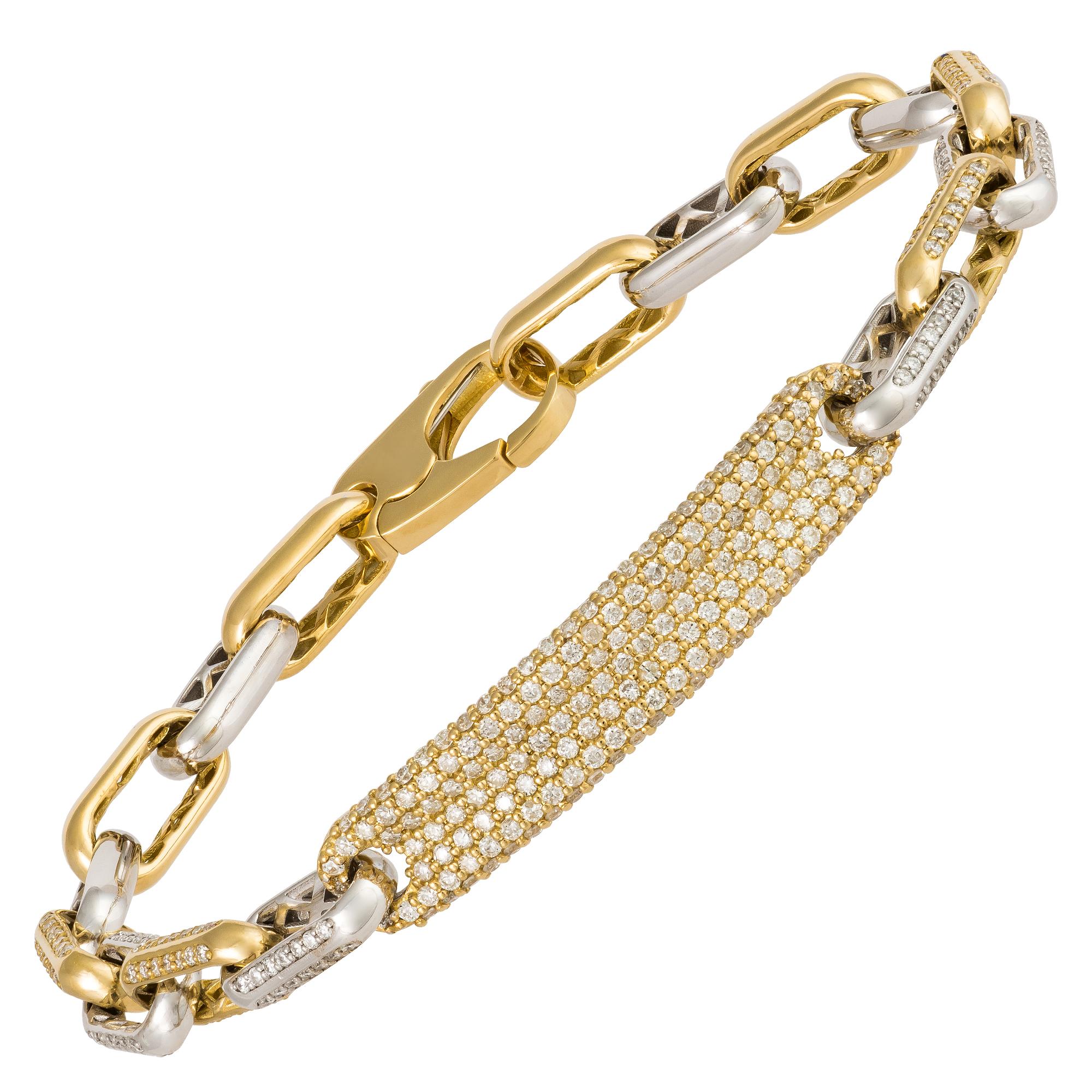 Modern Chain White Pink Gold 18K Bracelet Diamond For Her For Sale