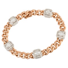 Chain White Pink Gold 18K Bracelet Diamond for Her