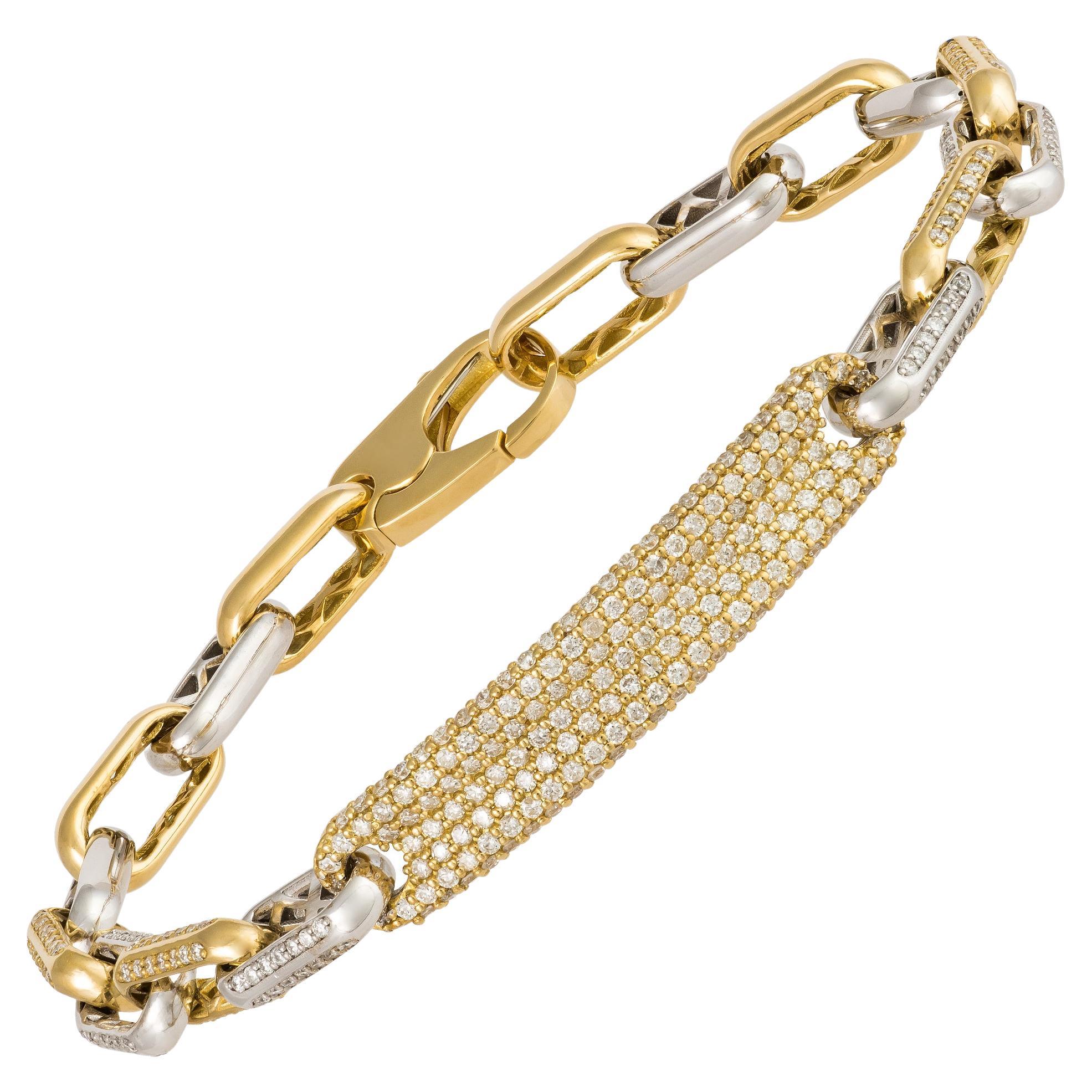 Catena Oro Bianco Rosa 18K Bracciale Diamond Per Lei