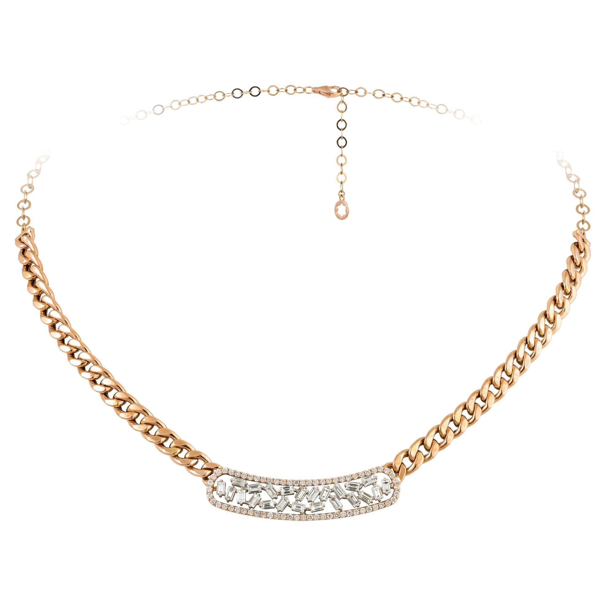 Chain White Pink Gold 18K Necklace Diamond for Her For Sale